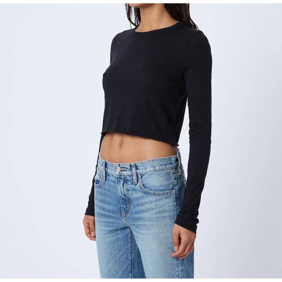 NEW SLVRLAKE long sleeve crop baby tee in raven - Picture 3 of 4